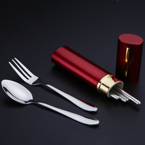 3PCS/Set Stainless Steel Chopsticks Sanitary Outdoor Spoon Fork