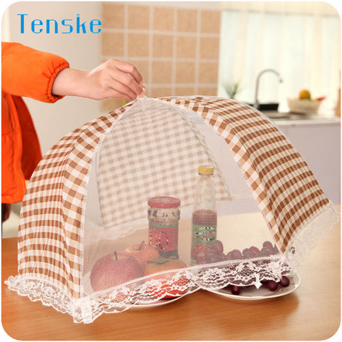 Kitchen Folded Food Cover umbrella Hygiene Grid Style