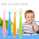 New Arrival Candy Color Silicone Spoon 15CM Baby Soft Silicone Feeding Spoon