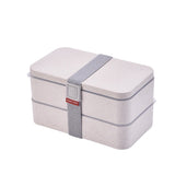 1200ml Wheat Straw Double Layers Lunch Box With Spoon Healthy Material